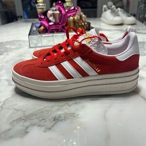 WORN ONCE RED PLATFORM GAZELLES